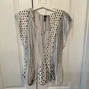 Plus size 3x accordion black and white Polka Dot Women's Top